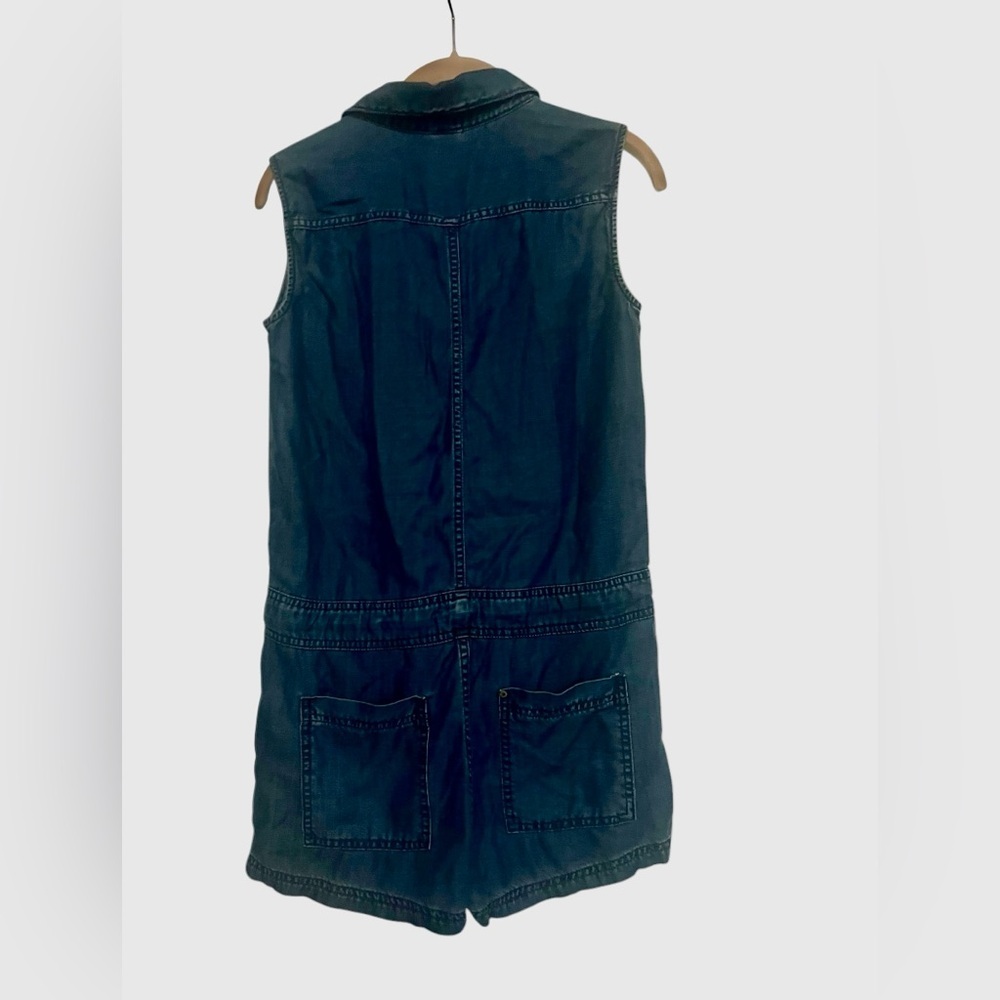 & Denim blue denim Tie waist Sleeveless Romper - Picture 4 of 5